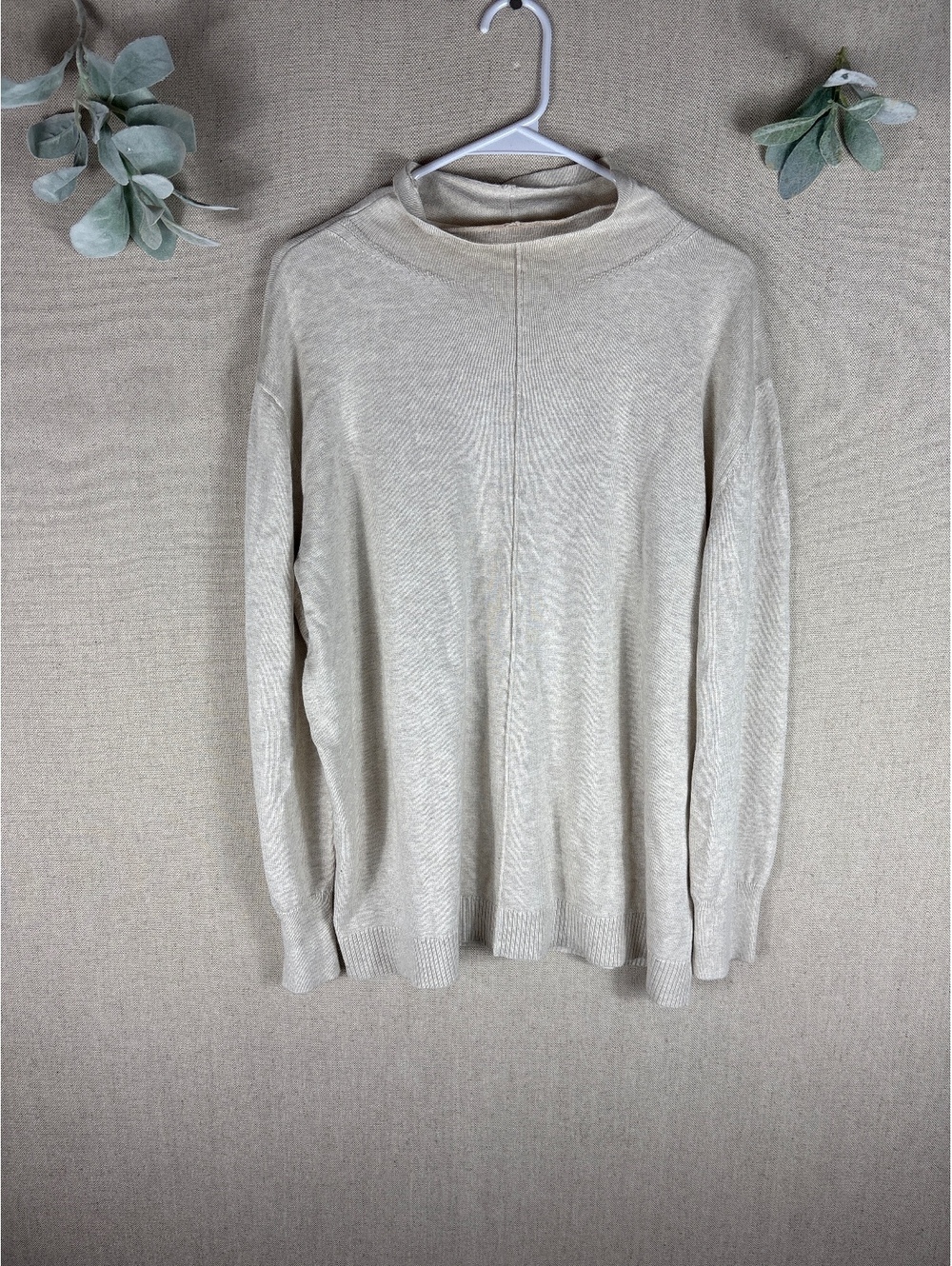 Caslon > Beige Mock Neck Sweater Large
